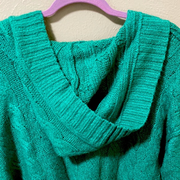 (NWOT) AMERICAN EAGLE OUTFITTERS Cable Knit V-Neck Cropped Hoodie Sweater 🦅 - Picture 8 of 13